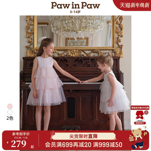 PawinPaw卡通小熊童装 25年夏女童节日礼服网纱连衣裙公主裙