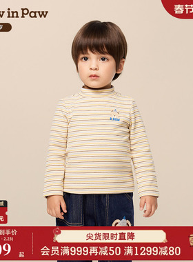 【宝英宝绒】PawinPaw卡通小熊童装25年冬季新款男宝宝小立领T恤