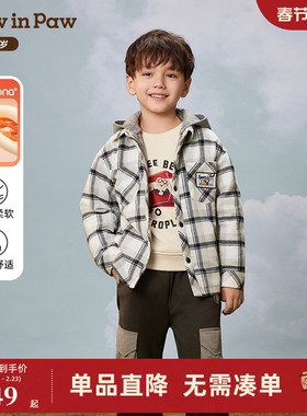 【索罗娜】PawinPaw卡通小熊童装25年秋冬新款男童休闲格子外套