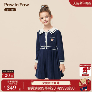 25年秋冬新款 PawinPaw卡通小熊童装 女童毛织连衣裙 商场同款