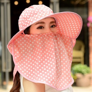 口罩面纱帽子女遮脸农活太阳帽夏天户外遮阳帽骑摩托电动车防晒帽