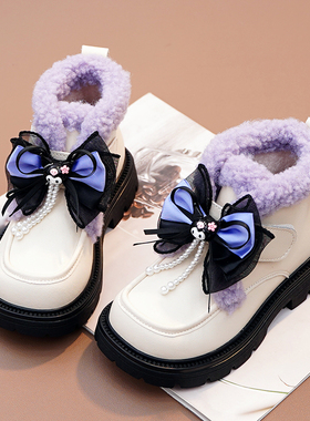 女童马丁靴真皮加绒棉靴库洛米公主靴小女孩儿童短靴2025秋冬新款