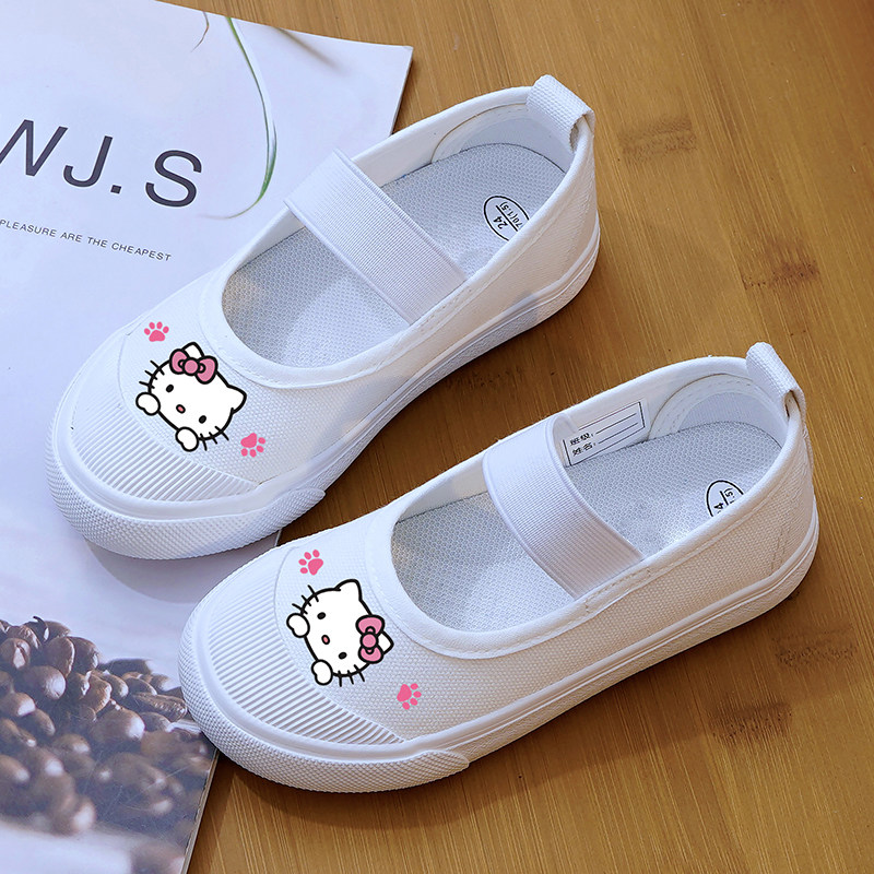 幼儿园小白鞋轻便室内表演鞋女童布鞋百搭软底帆布鞋小学生演出鞋