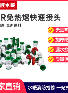 PPR免热熔快速接头水管配件快插4分20自来水管管件6分25三通快接