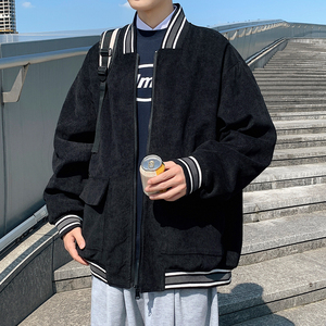 贴袋灯芯绒棒球队秋装夹克 宽松港风休闲外套756 P85图片