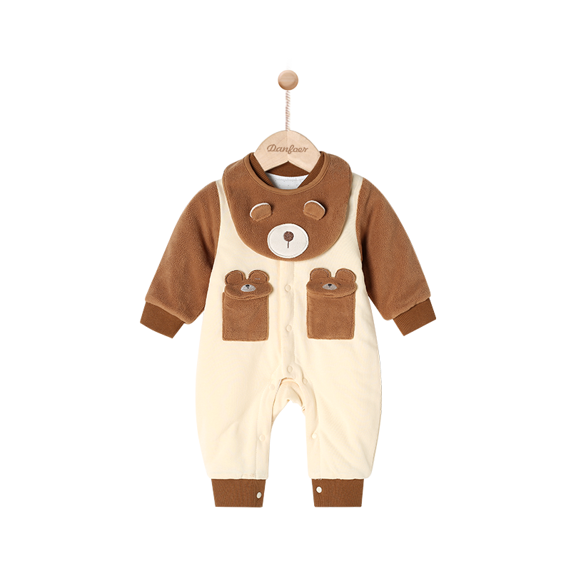 小丹佛尔夹棉秋冬按扣棉服连体衣