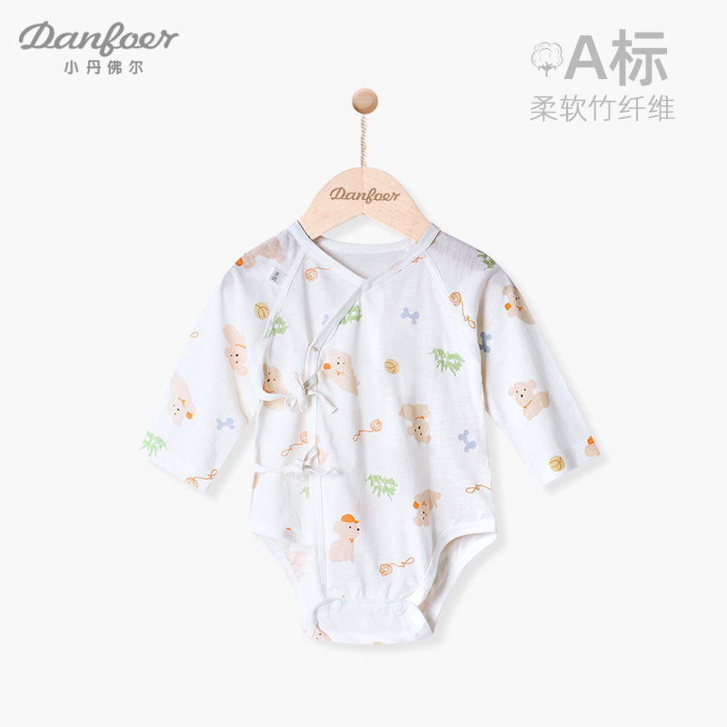 新生儿长袖连体衣夏季薄竹纤维婴儿绑带和尚服三角包屁衣皮特派对