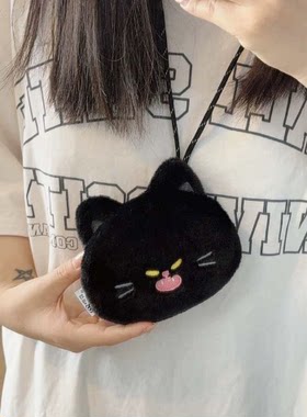 猫咪挂脖包可爱毛绒零钱包