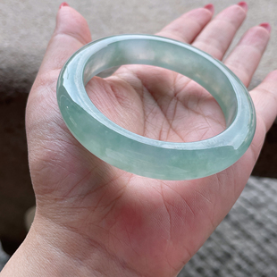 2026天然缅甸翡翠A货冰种晴飘花正圈手镯55圈口0324G11