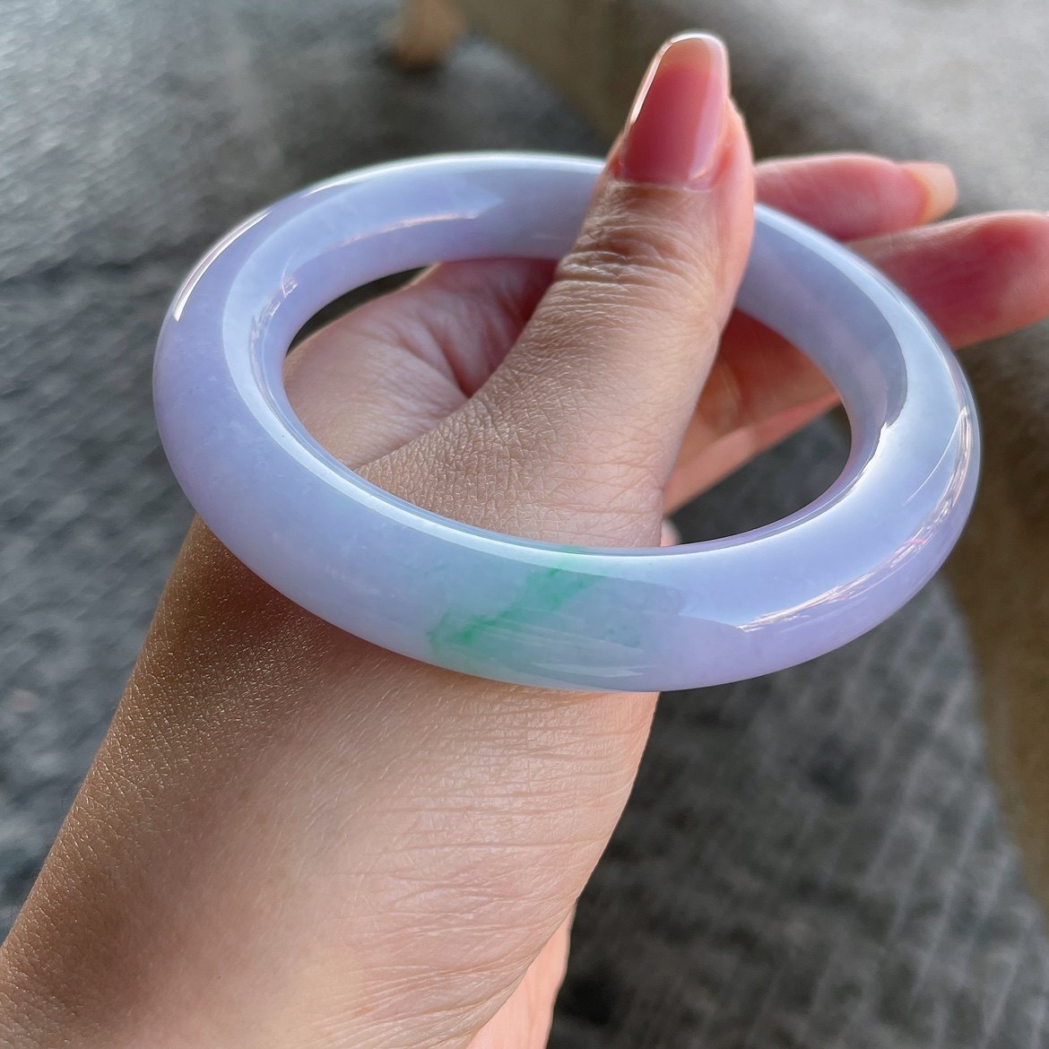 2026天然缅甸翡翠A货细糯春彩圆条手镯56圈口1216K7