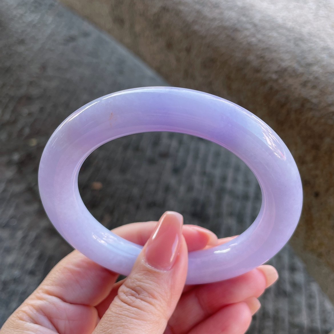 2026天然缅甸翡翠A货细糯紫罗兰圆条手镯58圈口1218K6