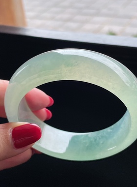 2025天然缅甸翡翠A货冰种晴水59正圈轮胎款手镯0419LQ5