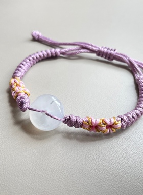 2025天然缅甸翡翠A货冰种白冰平安扣精美手绳手链0409JP120