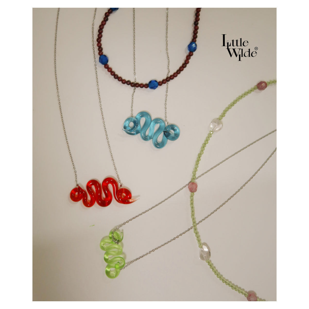 惊蛰 | littlewilde原创灯工玻璃天然石撞色设计创意吊坠项链套装