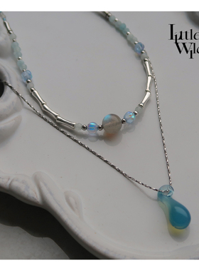 夜晚和眼泪 | LW原创双鱼座月光石灯工玻璃项链小众梦核格雷系