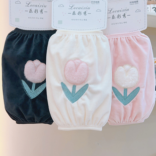 新款短款毛绒袖套防污袖头女款秋冬季上班防脏学生护袖羽绒服套袖