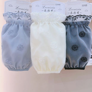 双层蕾丝袖套羽绒服护袖短款绣花套袖女款秋冬季百搭洋气防尘袖头