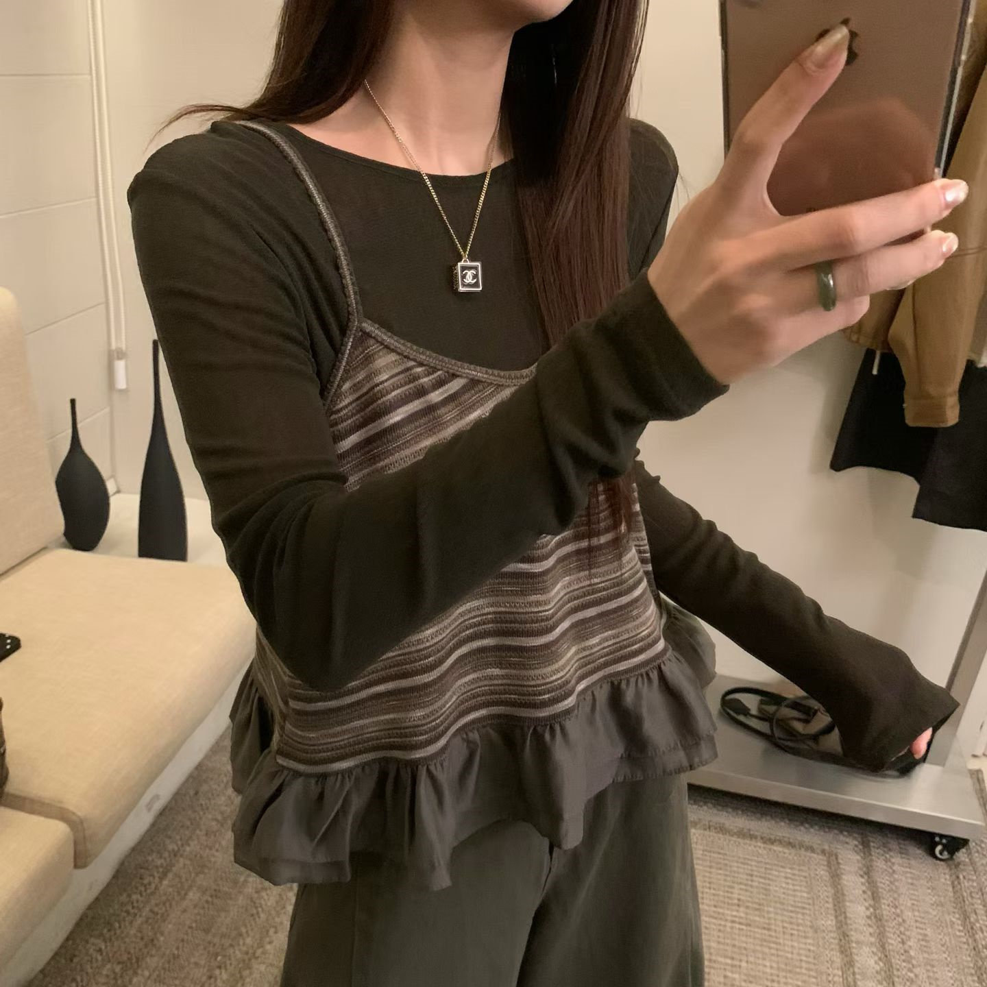 2026秋新款韩式条纹长袖T恤女