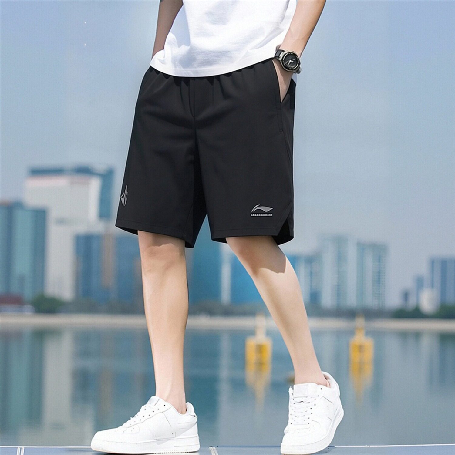 李宁男子速干凉爽梭织短裤图片