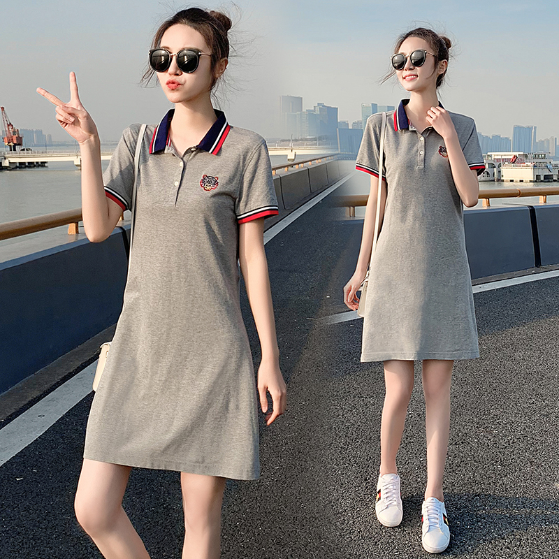 2019夏季新款保罗短袖刺绣潮连衣裙11-30新券