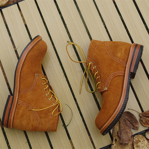 琪宸泓翼春秋四季鞋手工固特异VIS美式VIM翻毛陆战工装靴沙漠短靴