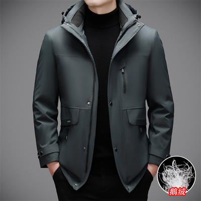 冬季男士鹅绒羽绒服可拆卸内胆保暖极御寒中年爸爸冬装外套派克服