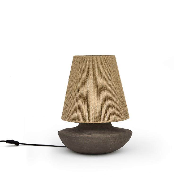 美式复古木艺麻绳编织棉麻布艺装饰台灯民宿客厅卧室氛围感小台灯