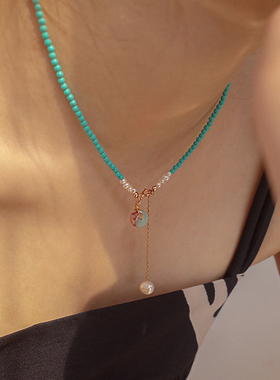 Friday Jewelry国风大赏~绿松石珍珠项链轻奢平安扣高级感锁骨链