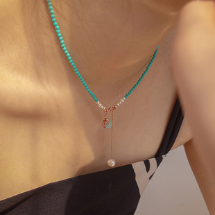Friday 绿松石珍珠项链轻奢平安扣高级感锁骨链 Jewelry国风大赏