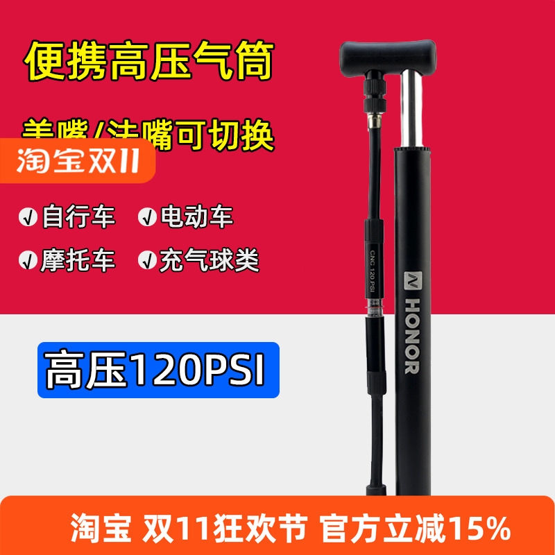 欧耐自行车打气筒便携迷你高压带气压表美法嘴山地公路车配件装备