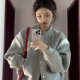 2026复古灰色拼接短款 小个子百搭棒球服夹克宽松休闲外套上衣 美式