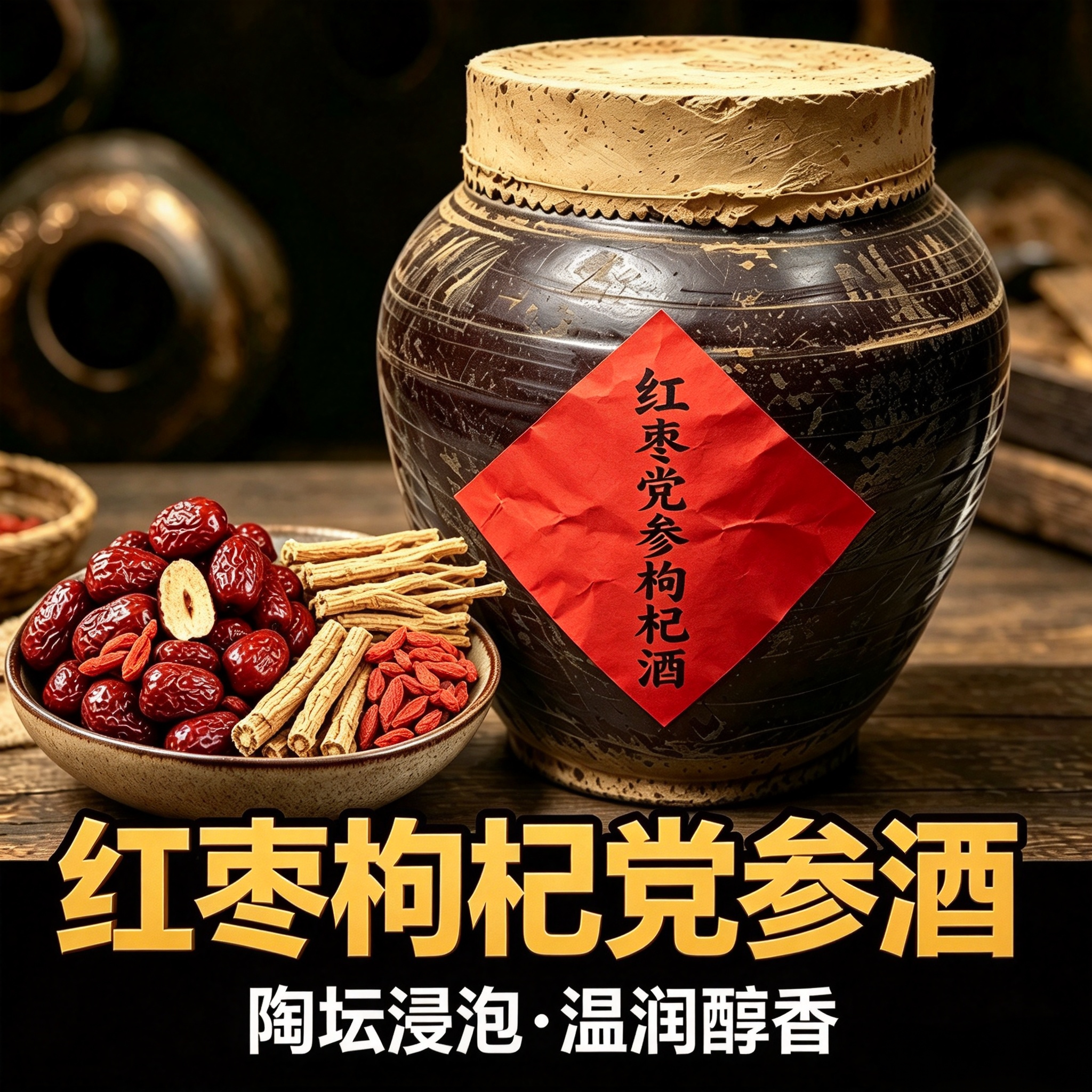 红枣枸杞党参泡酒10斤40度地窖酒