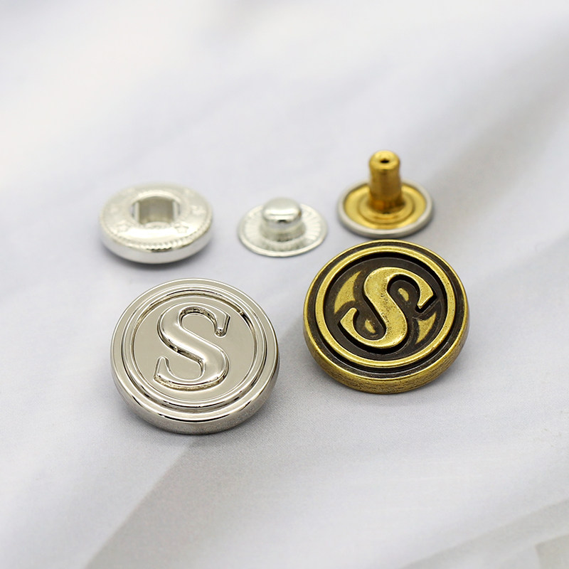 圆形金属字母S四合扣纽扣男女士大衣夹克羽绒服按扣免缝扣子钮扣,居家布艺,纽扣,淘宝优惠券,粉丝福利购,淘宝优惠卷