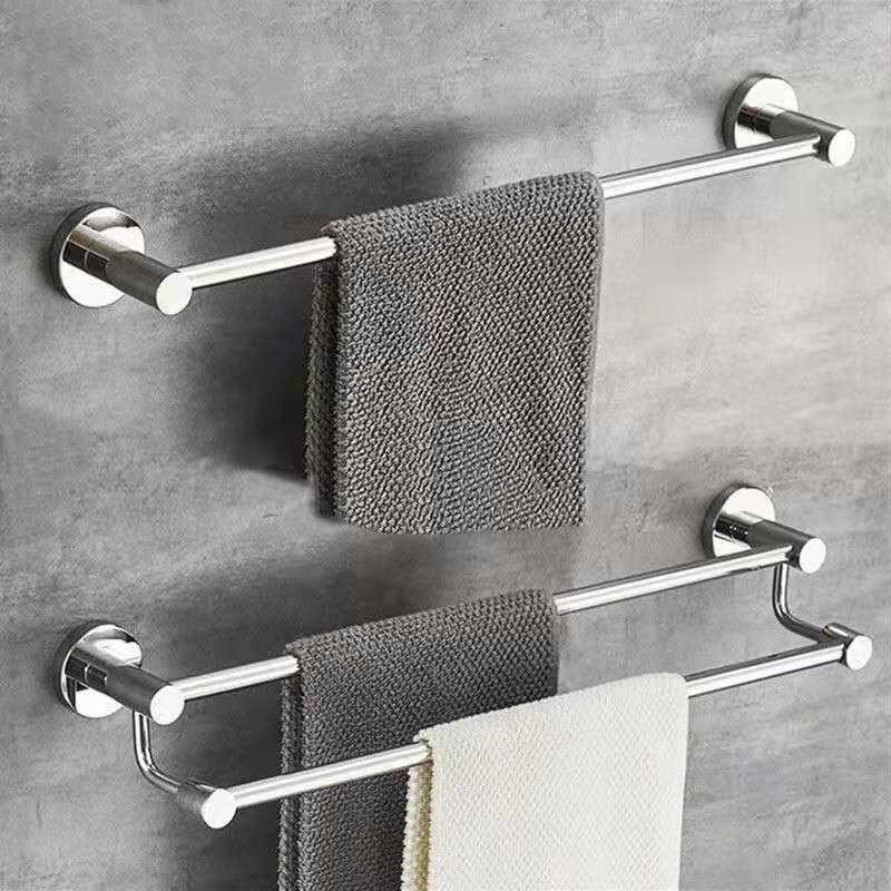 品牌加厚304不锈钢毛巾杆浴室卫生间壁挂免打孔加长单双层浴巾架