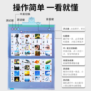 幼儿童卡片宝宝识字有声挂图早教拼音声母韵母拼读点读发声书训练