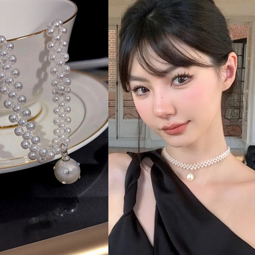 法式珍珠款项链女款精致温柔