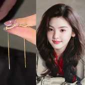 高级感长款 金色微笑耳线女2026新款 爆款 流苏耳钉小众独特漂亮耳饰
