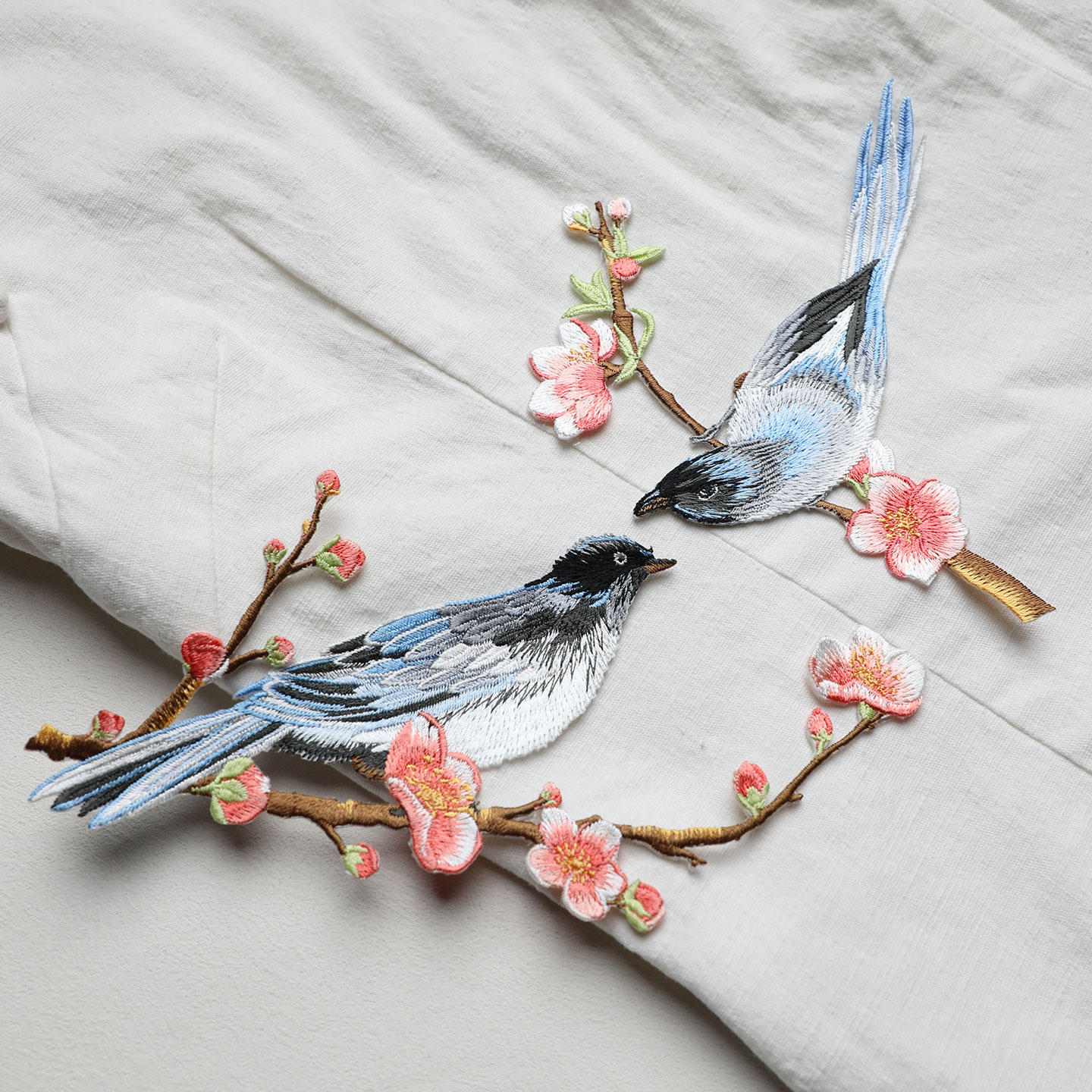 喜上枝头组合刺绣布贴背胶可熨烫