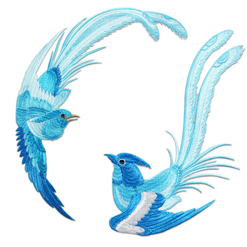 圆形飞翔喜鹊民族风布贴补丁贴大号装饰小鸟diy缝纫两色背胶熨烫