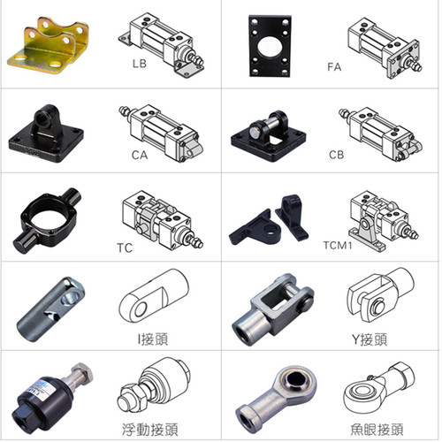 亚德客型气缸安装配件LB支架I/Y型浮动鱼眼接头C/AB单双耳FA附件