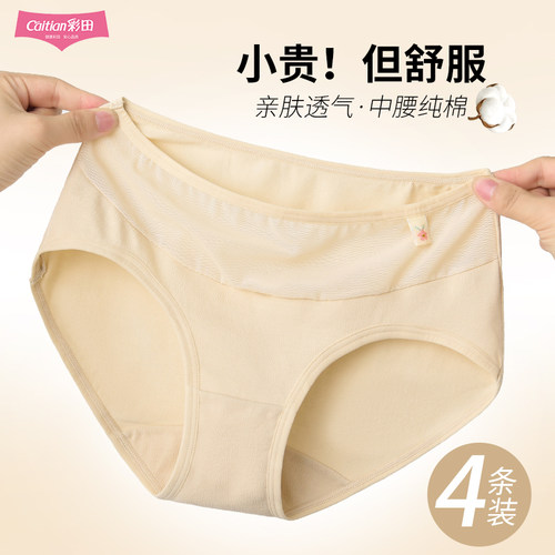 彩田内裤女中腰纯棉透气亲肤