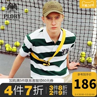 PLORY Модный значок, футболка polo, с вышивкой, свободный крой, короткий рукав