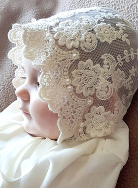 新生儿满月百天宝宝公主蕾丝帽