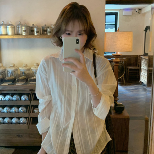 lower April（FA）-时髦通勤宽松百搭松弛感休闲设计感衬衫180317