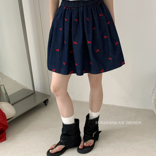 SUSAN 夏上新韩系通勤重工刺绣半身裙Mw3806