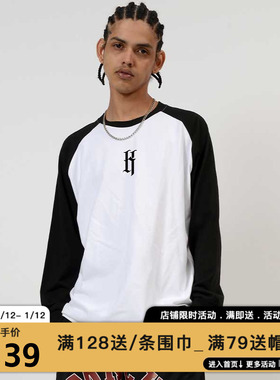 MIRACLE KILL潮牌K字黑白拼接长袖T恤休闲宽松运动内搭上衣男女