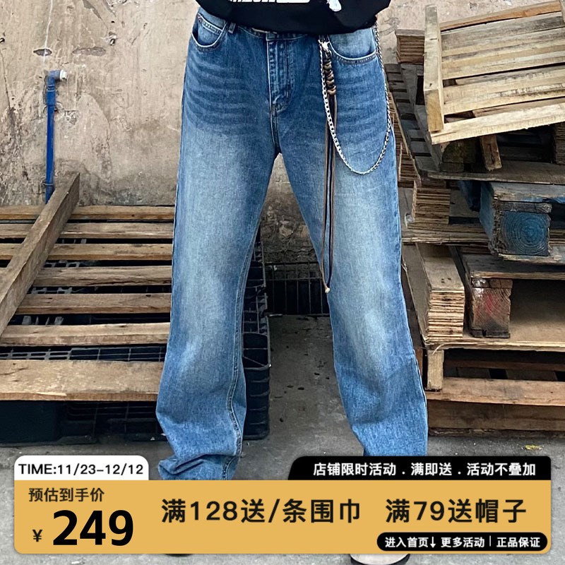 MIRACLE KILL潮牌新款水洗羊头皮牌宽松百搭休闲长裤牛仔裤男女款