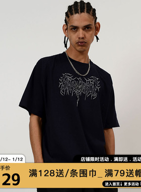 MIRACLE KILL潮牌新款变形英文印花宽松休闲运动短袖T恤上衣男女