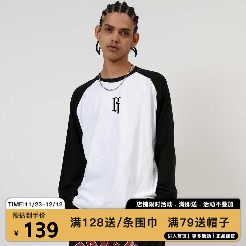 MIRACLEKILLK字黑白拼接长袖T恤