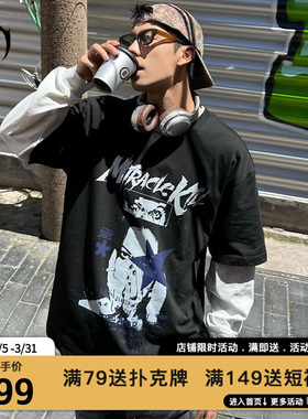 MIRACLE KILL潮牌ERD风格女人图案字母数码直喷宽松短袖T恤男女